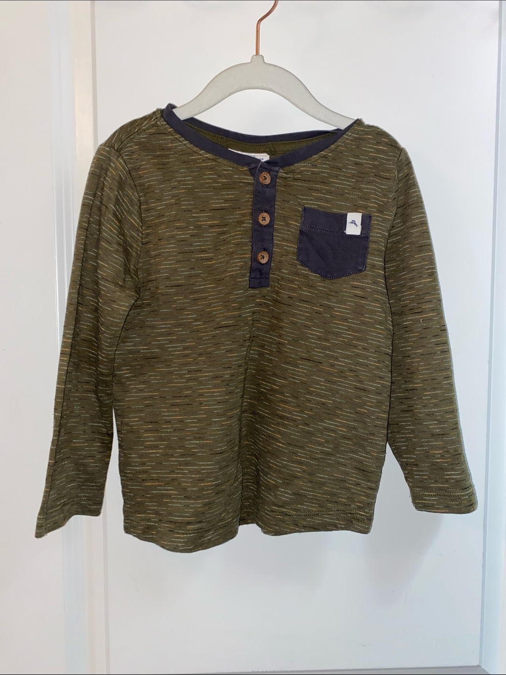 Tommy Bahama Olive & Navy Long Sleeve Henley Top
